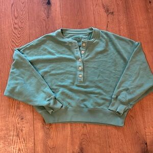 Aerie vintage washed green cropped sweatshirt